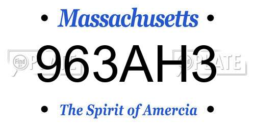 963AH3 Massachusetts License Plate