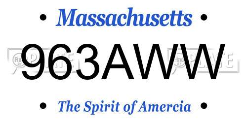 963AWW Massachusetts License Plate