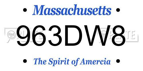 963DW8 Massachusetts License Plate