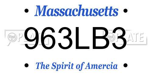 963LB3 Massachusetts License Plate