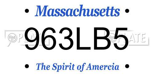 963LB5 Massachusetts License Plate