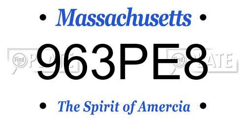 963PE8 Massachusetts License Plate