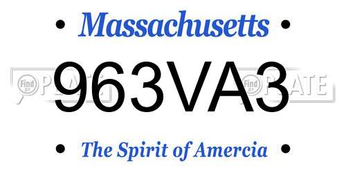 963VA3 Massachusetts License Plate