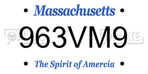 963VM9 Massachusetts License Plate