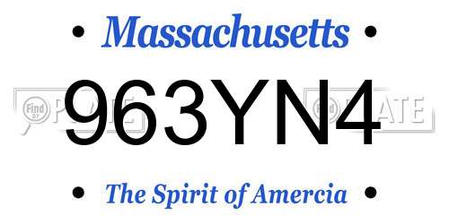 963YN4 Massachusetts License Plate
