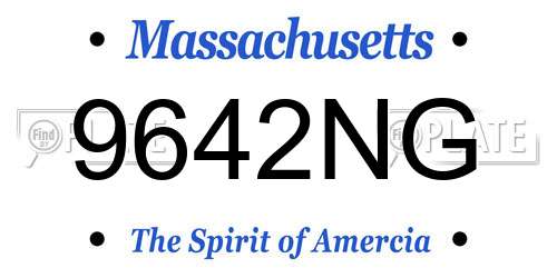 9642NG Massachusetts License Plate