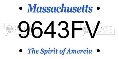 9643FV Massachusetts License Plate