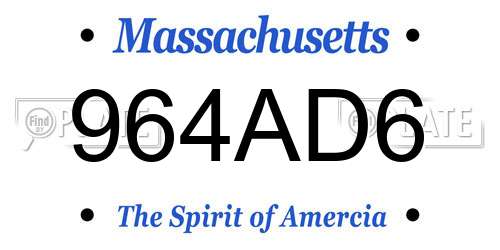 964AD6 Massachusetts License Plate