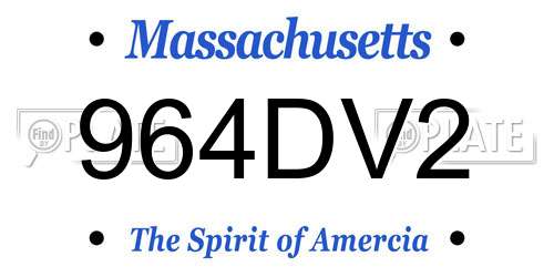 964DV2 Massachusetts License Plate