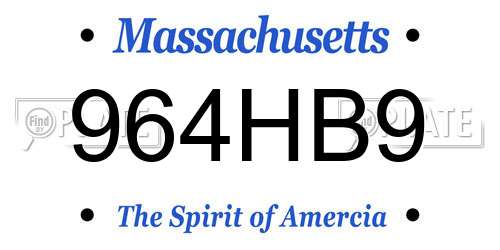 964HB9 Massachusetts License Plate