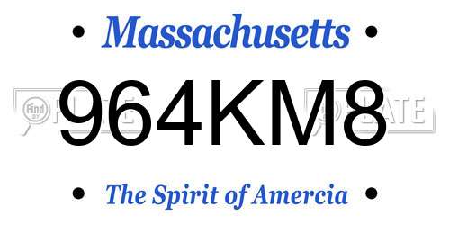 964KM8 Massachusetts License Plate