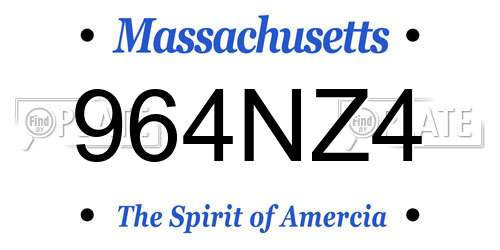 964NZ4 Massachusetts License Plate