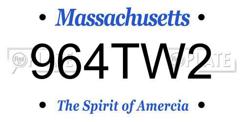964TW2 Massachusetts License Plate