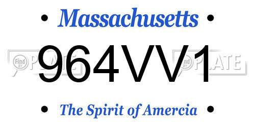 964VV1 Massachusetts License Plate