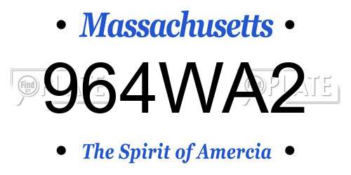 964WA2 Massachusetts License Plate