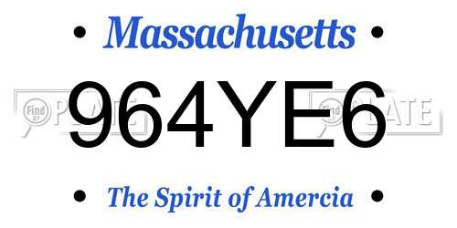 964YE6 Massachusetts License Plate