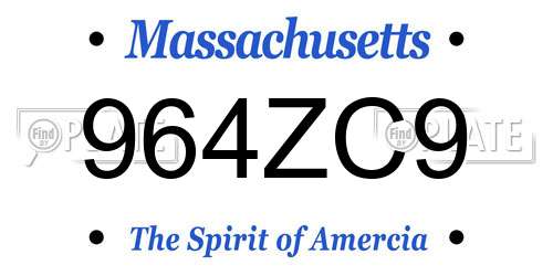 964ZC9 Massachusetts License Plate