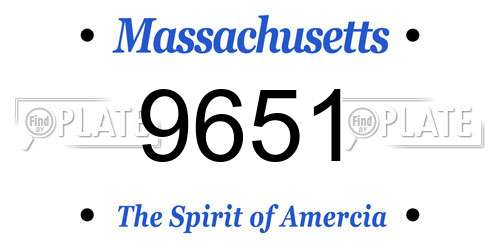 9651 Massachusetts License Plate