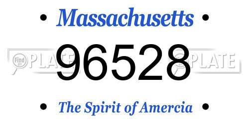 96528 Massachusetts License Plate