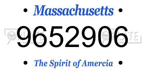9652906 Massachusetts License Plate