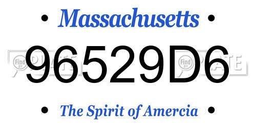 96529D6 Massachusetts License Plate