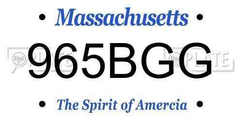 965BGG Massachusetts License Plate