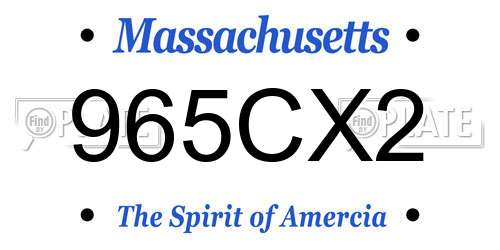965CX2 Massachusetts License Plate