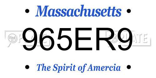 965ER9 Massachusetts License Plate