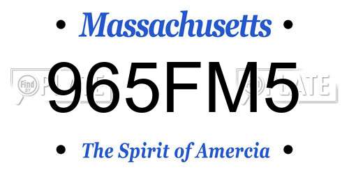 965FM5 Massachusetts License Plate