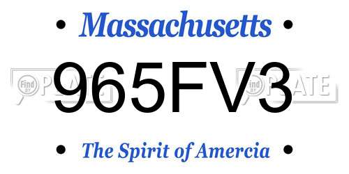 965FV3 Massachusetts License Plate