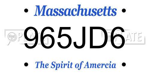 965JD6 Massachusetts License Plate