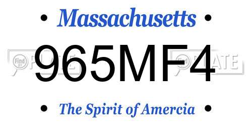 965MF4 Massachusetts License Plate