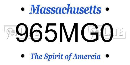 965MG0 Massachusetts License Plate