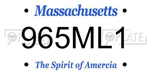 965ML1 Massachusetts License Plate
