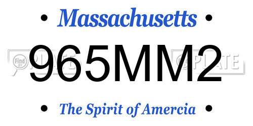 965MM2 Massachusetts License Plate