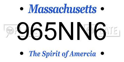 965NN6 Massachusetts License Plate