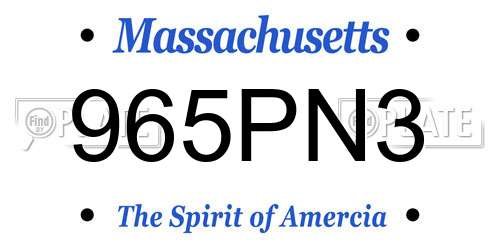 965PN3 Massachusetts License Plate