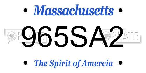 965SA2 Massachusetts License Plate