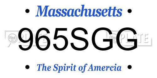 965SGG Massachusetts License Plate