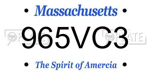 965VC3 Massachusetts License Plate