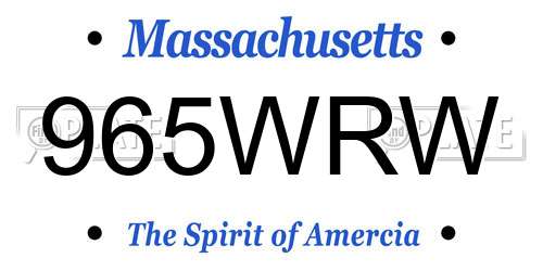 965WRW Massachusetts License Plate