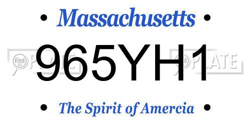 965YH1 Massachusetts License Plate