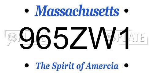 965ZW1 Massachusetts License Plate