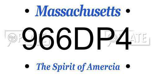 966DP4 Massachusetts License Plate