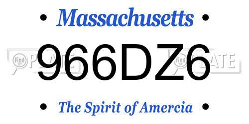 966DZ6 Massachusetts License Plate