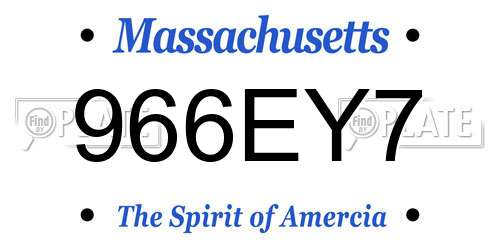 966EY7 Massachusetts License Plate