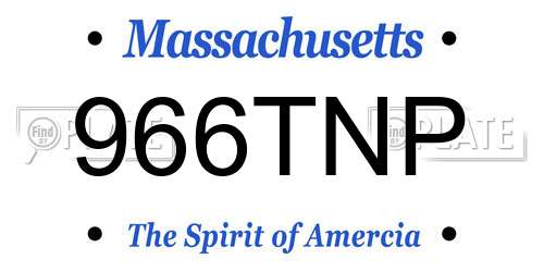 966TNP Massachusetts License Plate