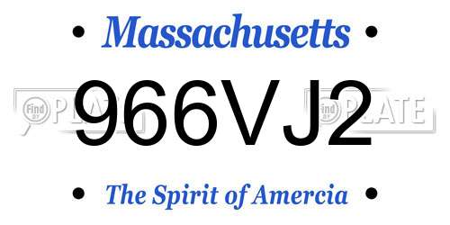 966VJ2 Massachusetts License Plate