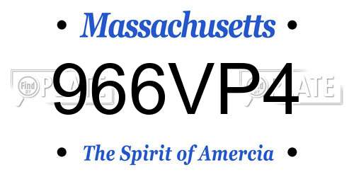 966VP4 Massachusetts License Plate