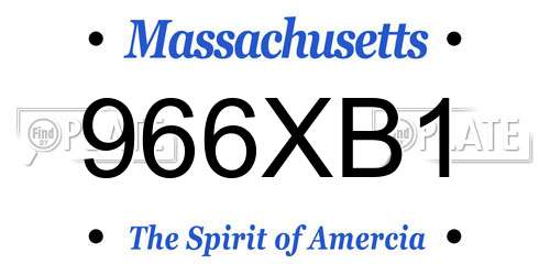 966XB1 Massachusetts License Plate